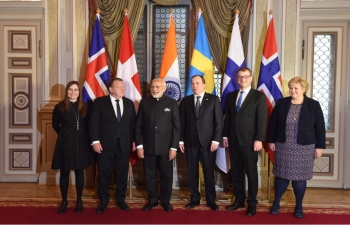 Bonding together with a region representing quality and innovation and potential to be our partners in development. PM Narendra Modi with Nordic leaders from Sweden, Denmark, Iceland, Norway and Finland at the First India-Nordic Summit.